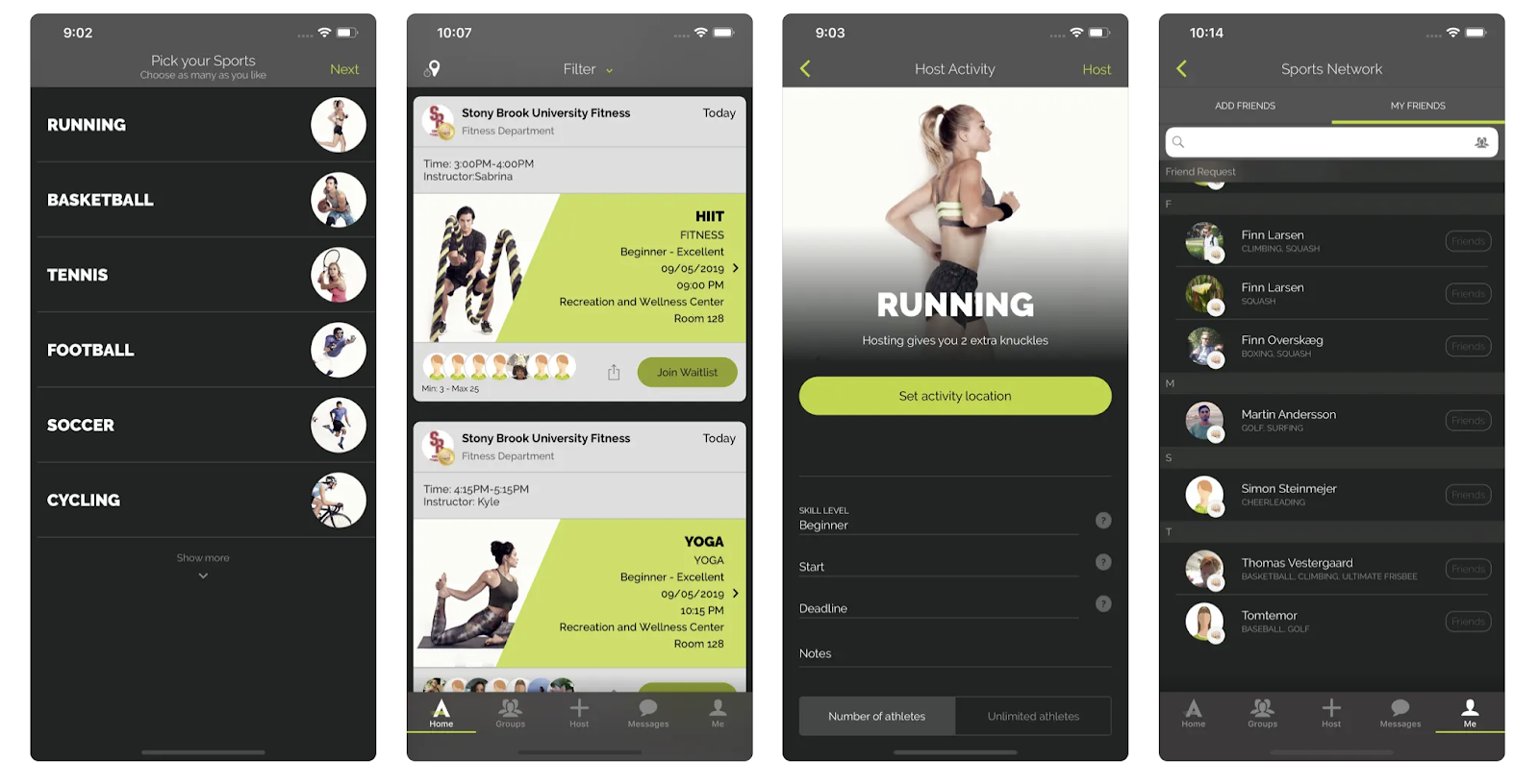 Atleto app interface